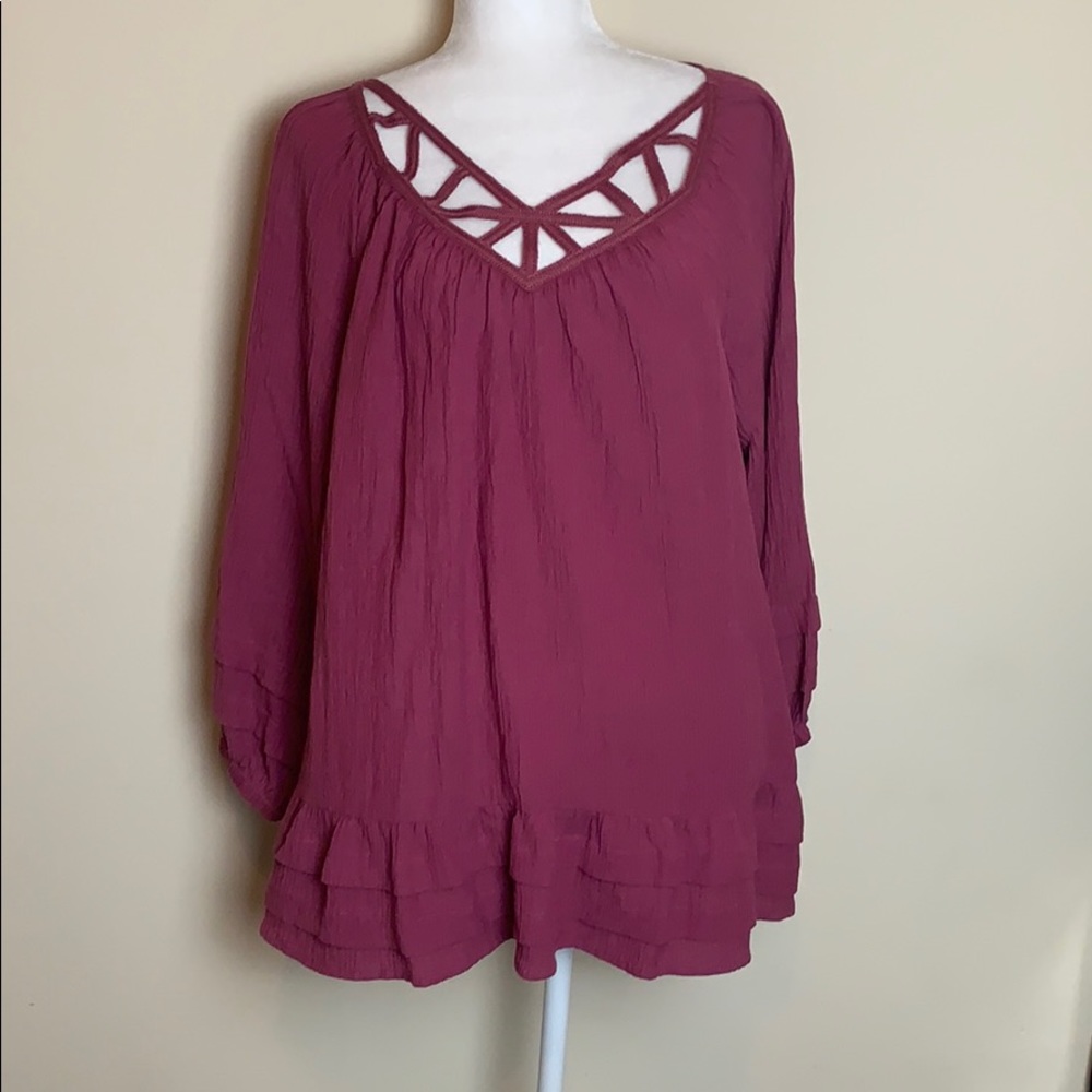 Soft Surroundings Mauve Peasant Blouse